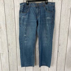 Revolve Jeans Mens Light Wash Distressed Straight Leg Size 40x30.